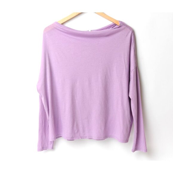 Vince Tops - Vince Light Purple Pink Sheer Crew Neck Knit Top Cowl Neck Size S 100% Cotton